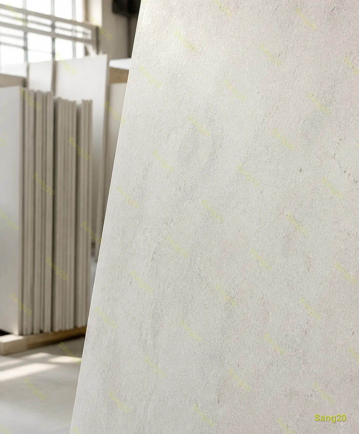 Close-up of Semirom Tramite stone slab showing natural texture and honed finish
