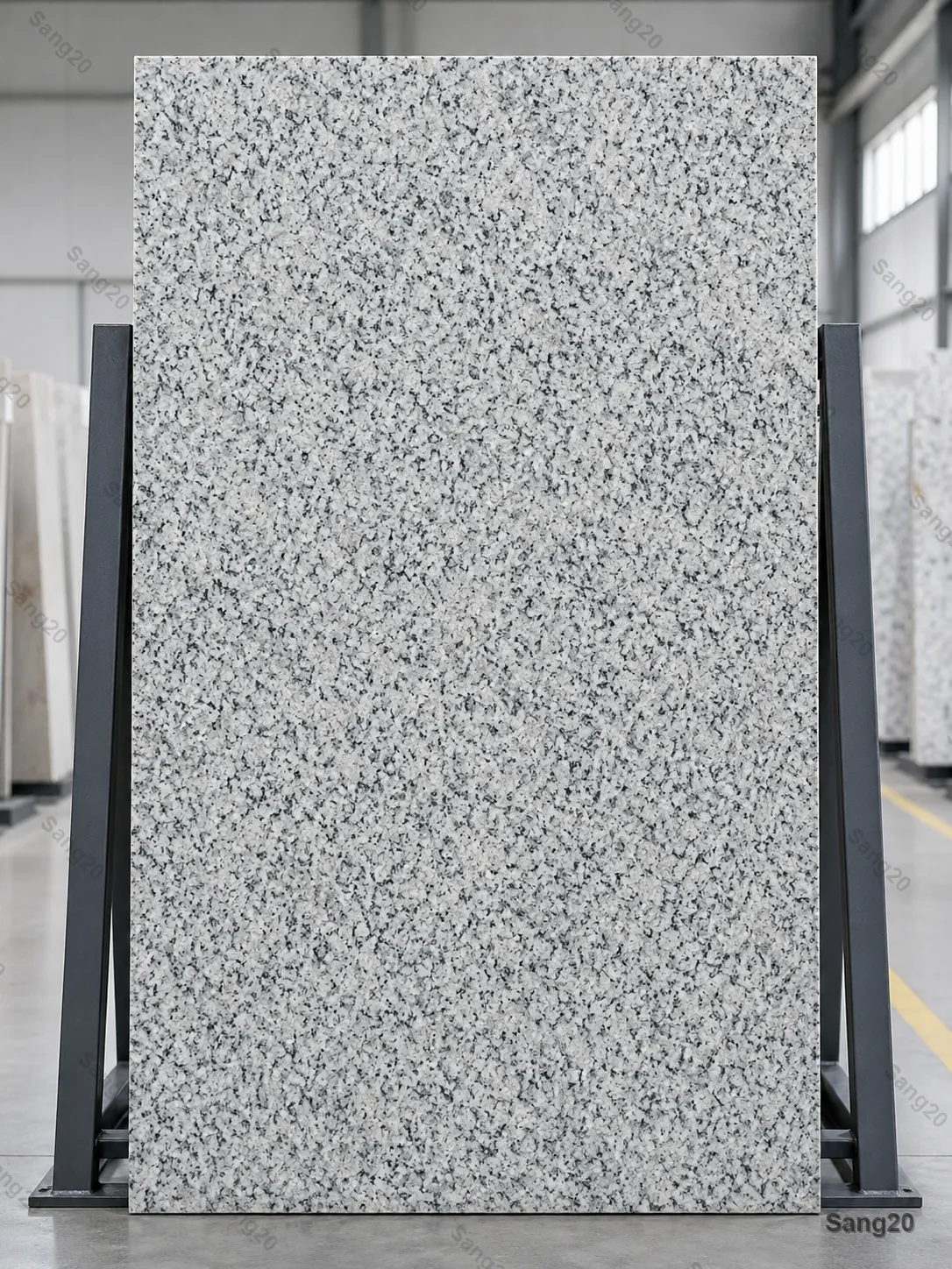 Kelardasht white and gray granite slab with black grains, polished finish