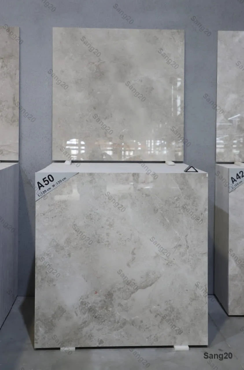 “Persian Statuario grey crystal marble slab tile 120x120 cm with subtle amber veining and polished finish for luxury interiors”