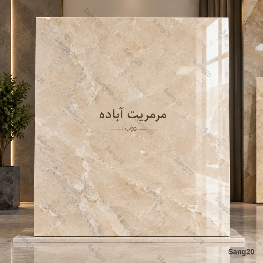 اسلب سنگ مرمریت آباده کرم با خطوط طبیعی و امواج پیوسته مناسب کف و راه‌پله ساختمان