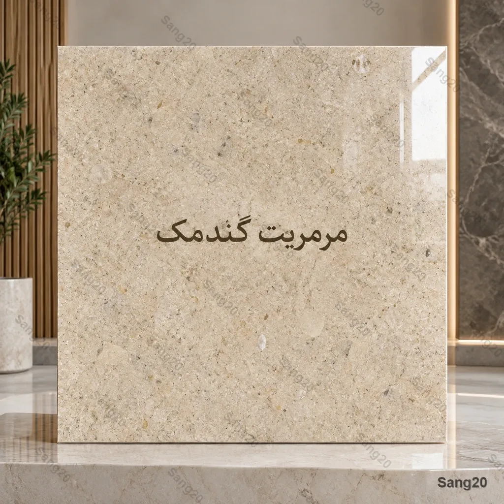 سنگ مرمریت گندمک یزد با بافت ریزدانه گندمی و زمینه کرم بژ گرم ساب خورده